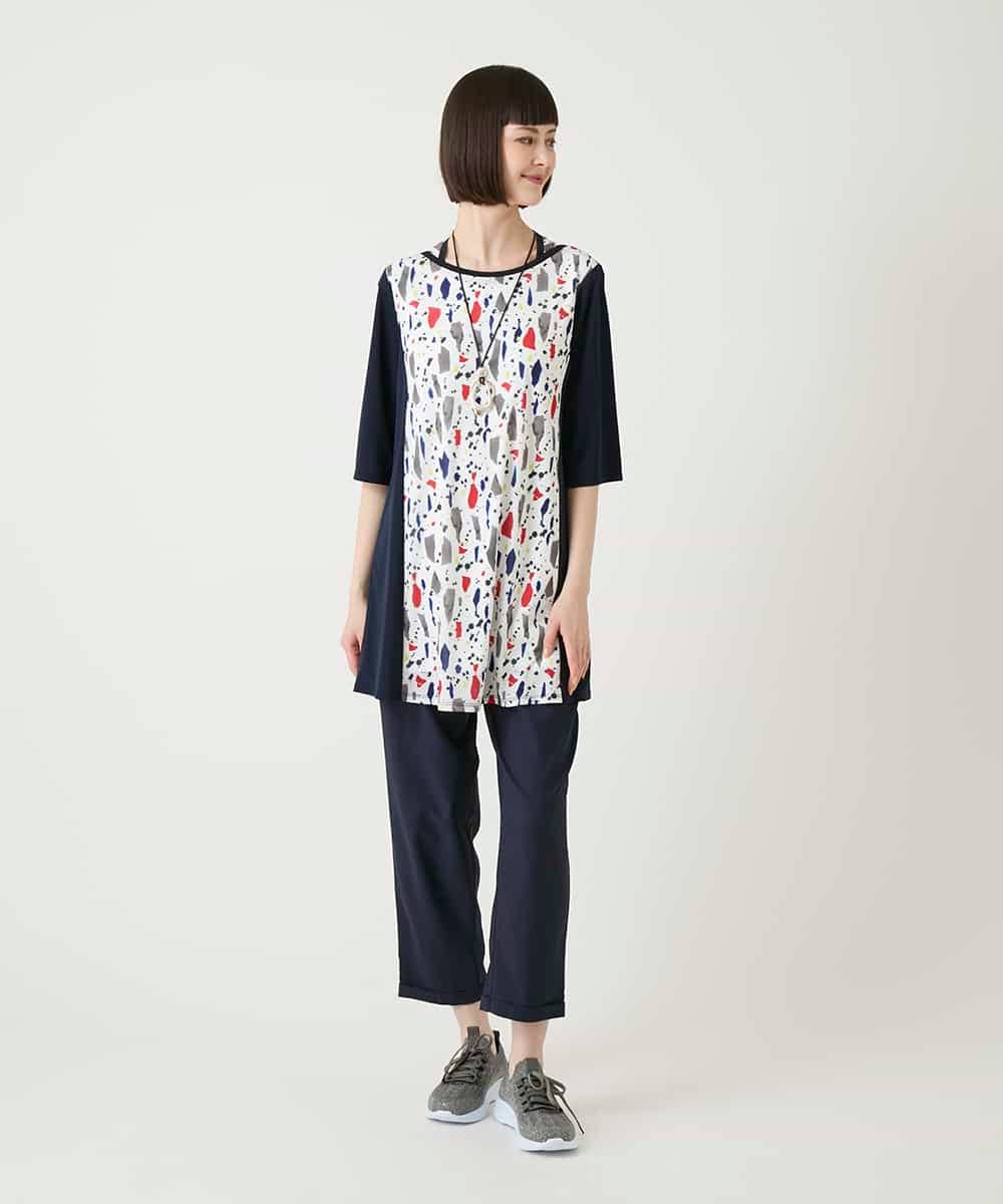 RLKGE24280 HIROKO BIS GRANDE(ヒロコ ビス グランデ) 幾何柄デザインチュニック ホワイト