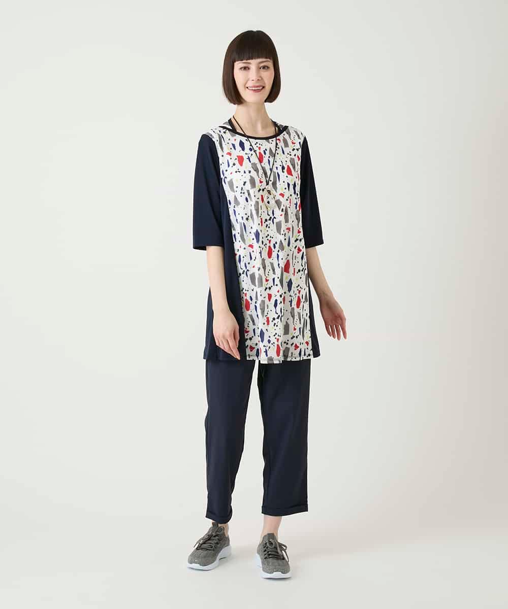 RLKGE24280 HIROKO BIS GRANDE(ヒロコ ビス グランデ) 幾何柄デザインチュニック ホワイト