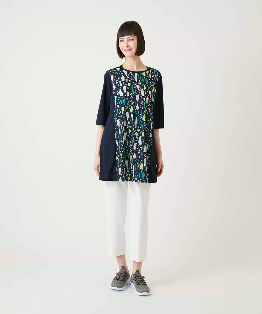 RLKGE24280 HIROKO BIS GRANDE(ヒロコ ビス グランデ) 幾何柄デザインチュニック ホワイト