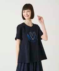 RLKGE25230 HIROKO BIS GRANDE(ヒロコ ビス グランデ) スパンコールハートデザインカットソー ネイビー