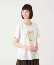 RLKGE25230 HIROKO BIS GRANDE(ヒロコ ビス グランデ) スパンコールハートデザインカットソー ホワイト