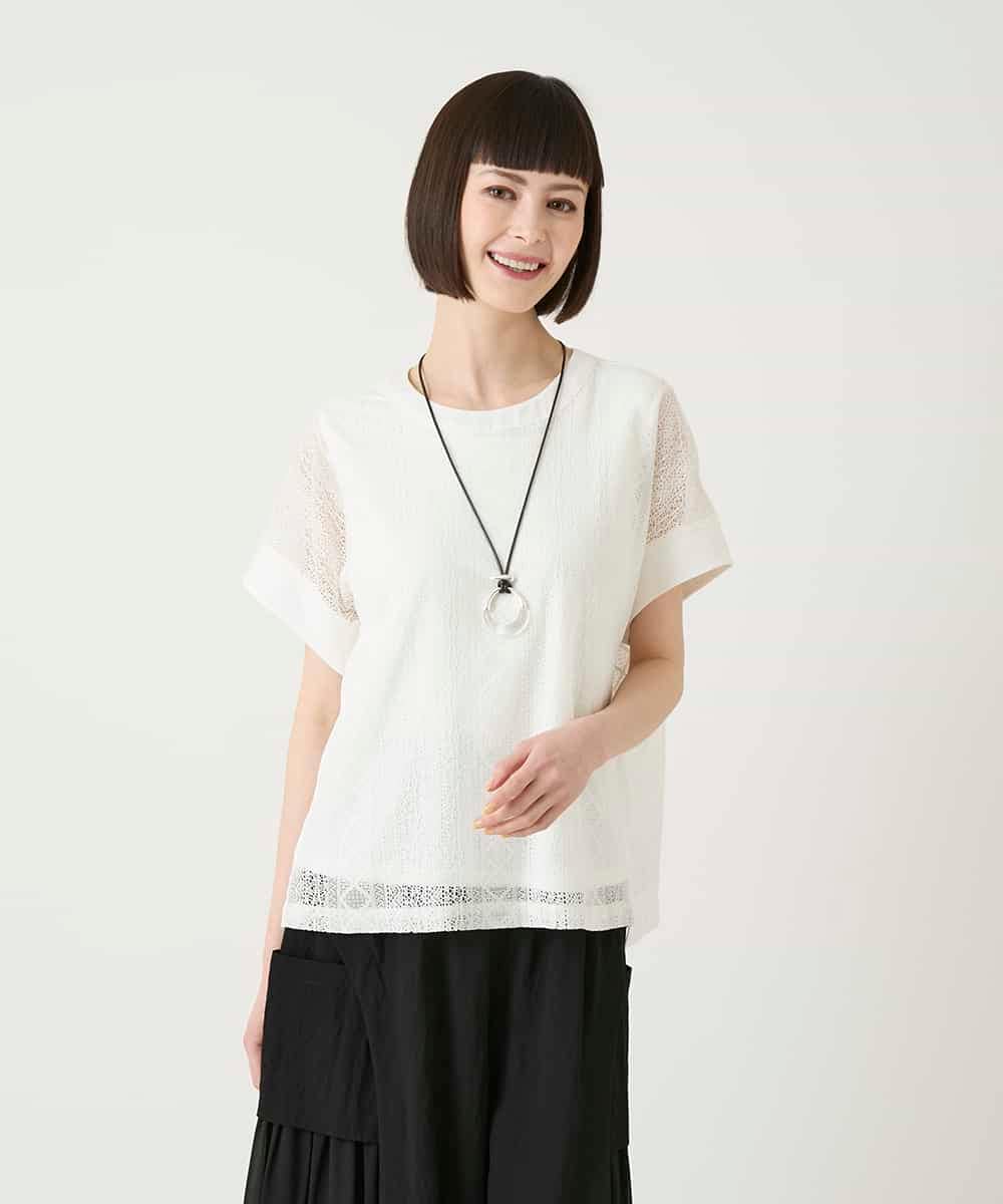 RLKGE30250 HIROKO BIS GRANDE(ヒロコ ビス グランデ) 【大きいサイズ】ストライプレースカットソー ホワイト