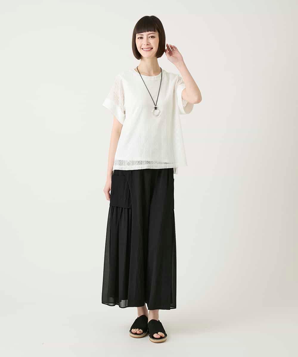 RLKGE30250 HIROKO BIS GRANDE(ヒロコ ビス グランデ) 【大きいサイズ】ストライプレースカットソー ホワイト