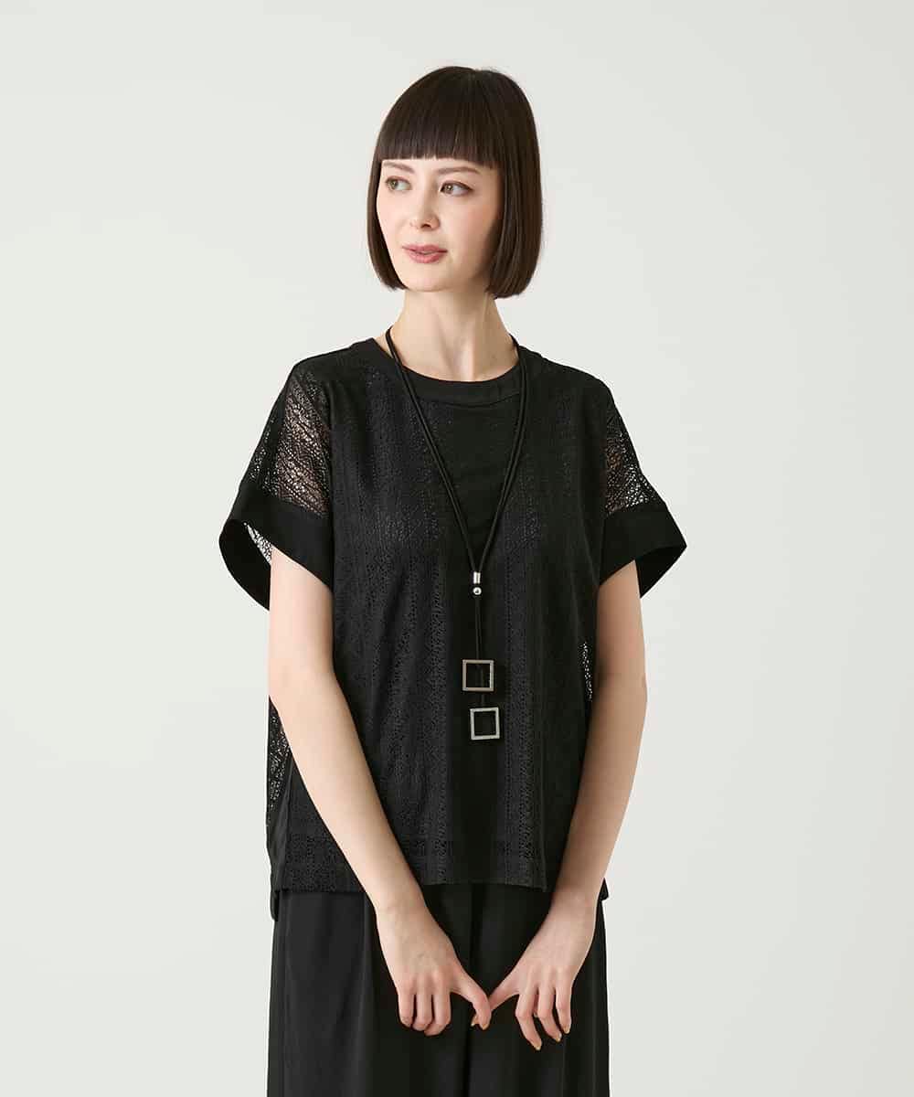 RLKGE30250 HIROKO BIS GRANDE(ヒロコ ビス グランデ) 【大きいサイズ】ストライプレースカットソー ホワイト