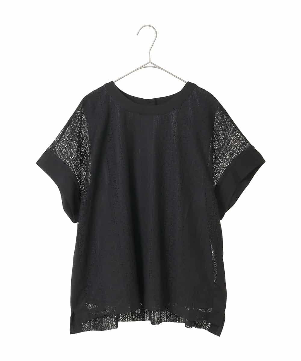 RLKGE30250 HIROKO BIS GRANDE(ヒロコ ビス グランデ) 【大きいサイズ】ストライプレースカットソー ブラック