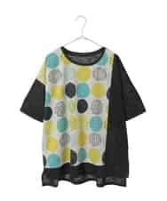 RLKGE35230 HIROKO BIS GRANDE(ヒロコ ビス グランデ) 【大きいサイズ】カラフルパターンドットTシャツ /洗濯機で洗える アイボリー