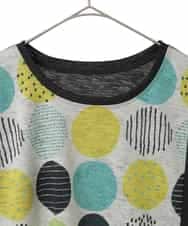 RLKGE35230 HIROKO BIS GRANDE(ヒロコ ビス グランデ) 【大きいサイズ】カラフルパターンドットTシャツ /洗濯機で洗える アイボリー