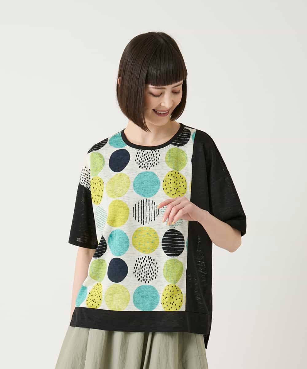 RLKGE35230 HIROKO BIS GRANDE(ヒロコ ビス グランデ) カラフルパターンドットTシャツ アイボリー