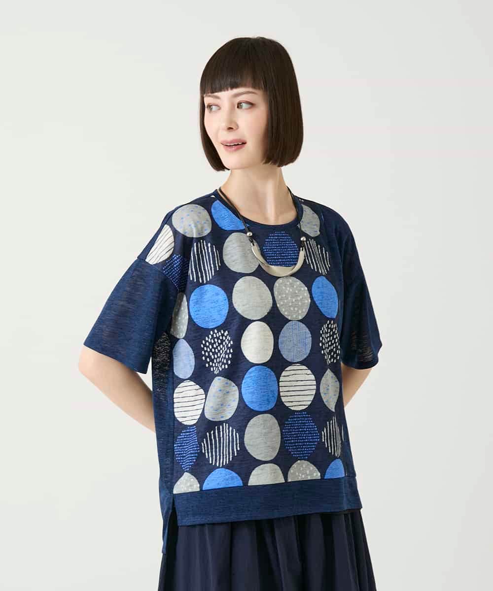 RLKGE35230 HIROKO BIS GRANDE(ヒロコ ビス グランデ) カラフルパターンドットTシャツ アイボリー