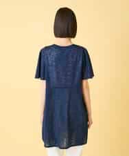 RLKGE36280 HIROKO BIS GRANDE(ヒロコ ビス グランデ) 【先行予約/大きいサイズ】ドットプリントケープスリーブチュニック ネイビー