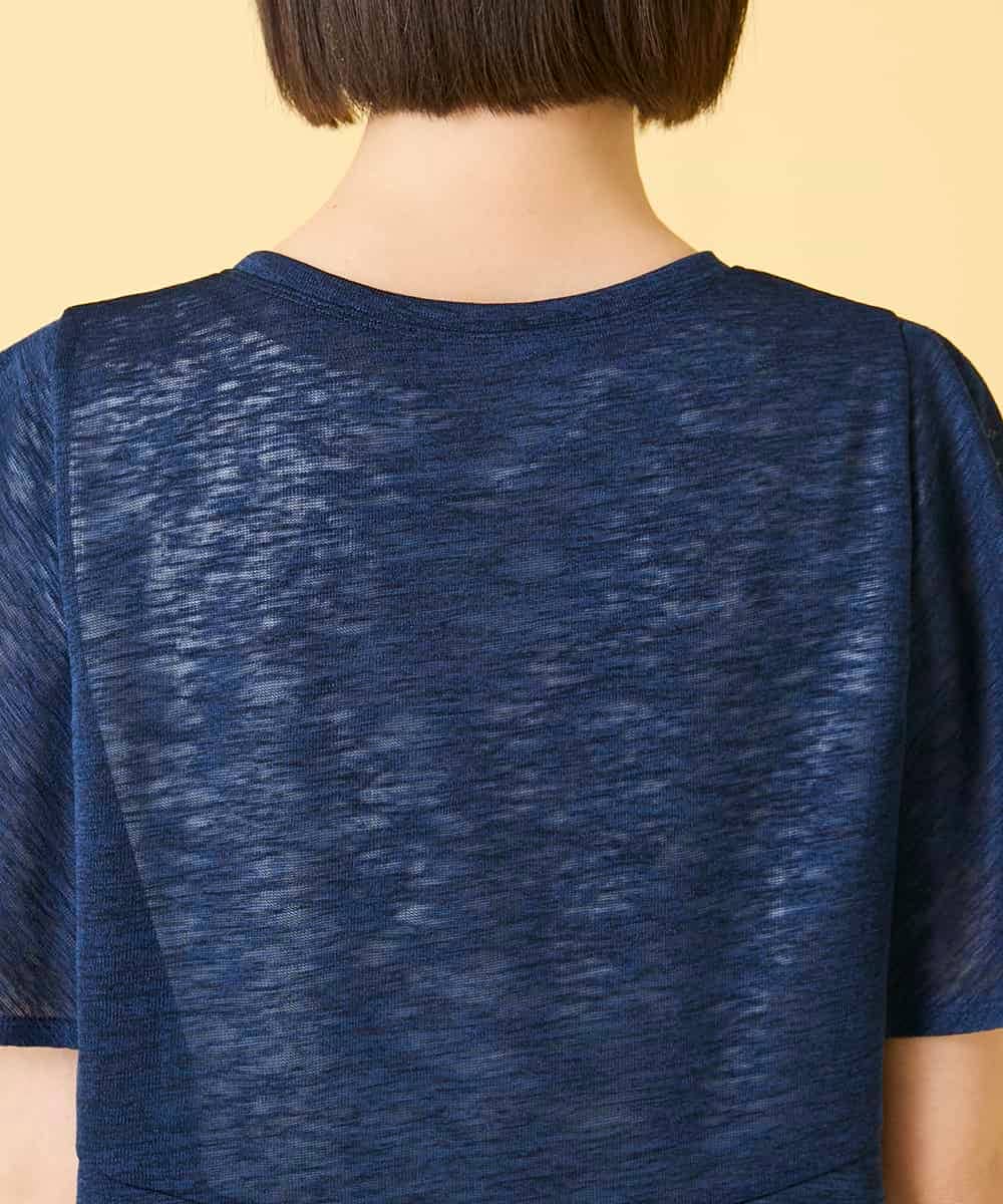 RLKGE36280 HIROKO BIS GRANDE(ヒロコ ビス グランデ) 【先行予約/大きいサイズ】ドットプリントケープスリーブチュニック ネイビー