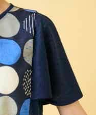 RLKGE36280 HIROKO BIS GRANDE(ヒロコ ビス グランデ) 【先行予約/大きいサイズ】ドットプリントケープスリーブチュニック ネイビー