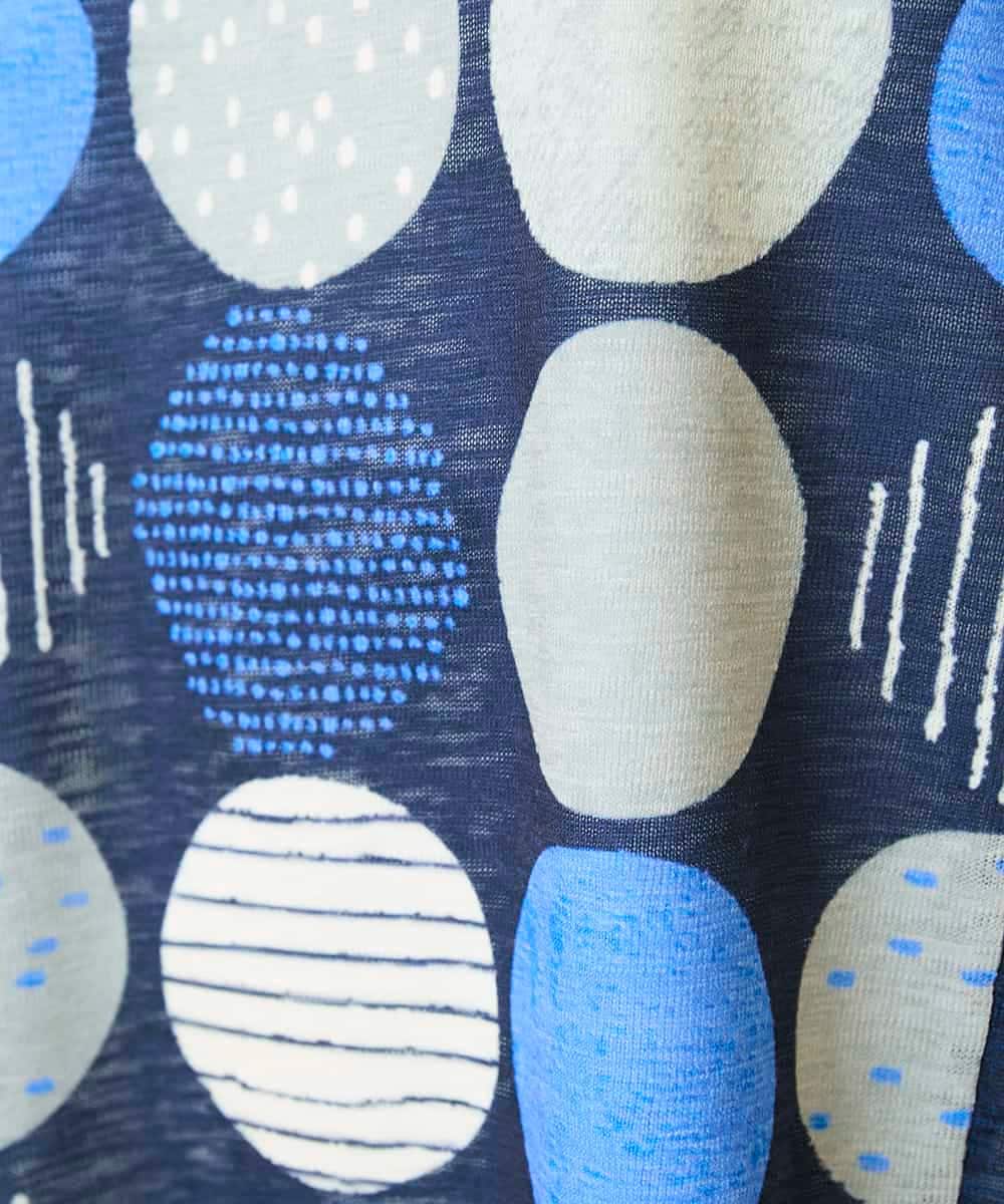 RLKGE36280 HIROKO BIS GRANDE(ヒロコ ビス グランデ) 【先行予約/大きいサイズ】ドットプリントケープスリーブチュニック ネイビー