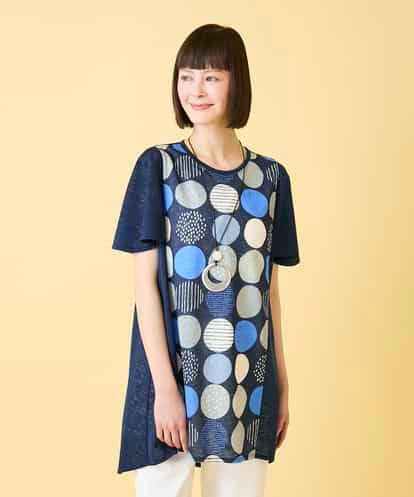 RLKGE36280 HIROKO BIS GRANDE 【大きいサイズ】ドットプリントケープスリーブチュニック