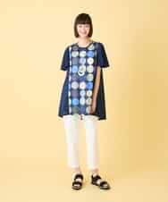 RLKGE36280 HIROKO BIS GRANDE(ヒロコ ビス グランデ) 【先行予約/大きいサイズ】ドットプリントケープスリーブチュニック ネイビー