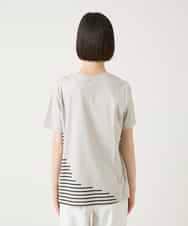 RLKGE45250 HIROKO BIS GRANDE(ヒロコ ビス グランデ) ラメロゴ刺繍ボーダーＰtカットソー ライトグレー