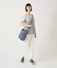 RLKGE45250 HIROKO BIS GRANDE(ヒロコ ビス グランデ) ラメロゴ刺繍ボーダーＰtカットソー ライトグレー