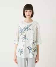 RLKGE47240 HIROKO BIS GRANDE(ヒロコ ビス グランデ) アートフラワーフレアスリーブカットソー ホワイト