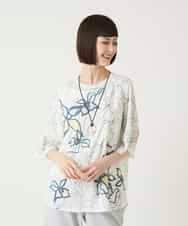 RLKGE47240 HIROKO BIS GRANDE(ヒロコ ビス グランデ) アートフラワーフレアスリーブカットソー ホワイト