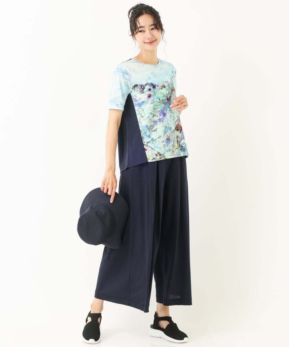 RLKGQ36210 HIROKO BIS GRANDE(ヒロコ ビス グランデ) 【洗える/日本製】デザインプリントTシャツ ライトブルー