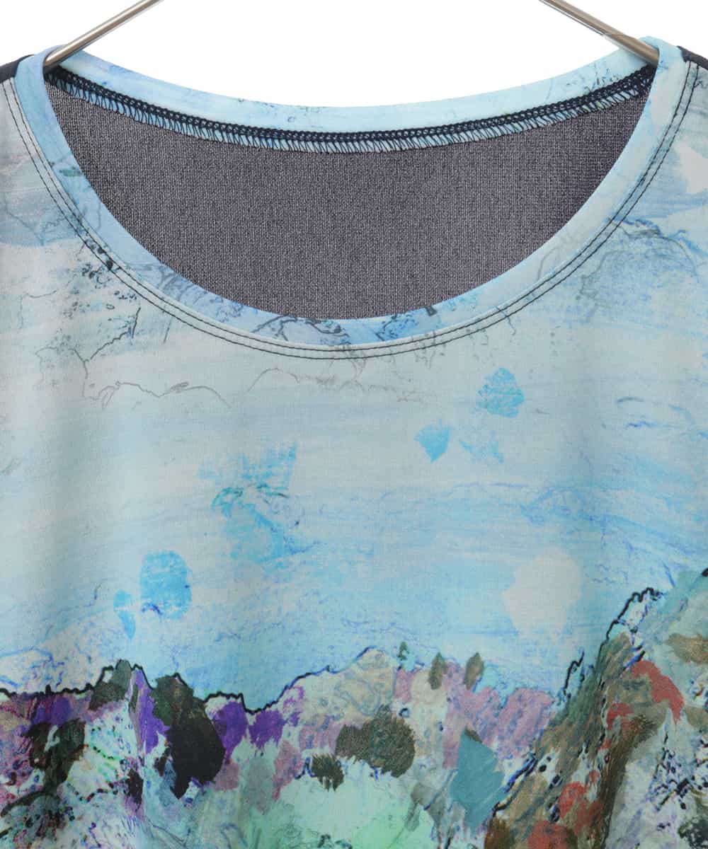 RLKGQ36210 HIROKO BIS GRANDE(ヒロコ ビス グランデ) 【洗える/日本製】デザインプリントTシャツ ライトブルー