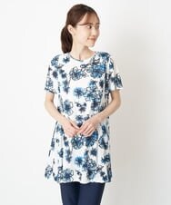 RLKGS30250 HIROKO BIS GRANDE(ヒロコ ビス グランデ) 【洗濯機で洗える/日本製】フラワーアートデザインチュニック ブルー