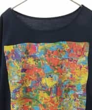 RLKGS42200 HIROKO BIS GRANDE(ヒロコ ビス グランデ) 【洗える】パラリンアートドロップショルダーTシャツ（Layla） ネイビー