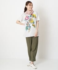 RLKGS43210 HIROKO BIS GRANDE(ヒロコ ビス グランデ) 【洗える】パラリンアートチュニックTシャツ（Floris） ライトグレー