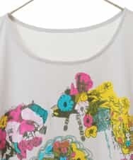 RLKGS43210 HIROKO BIS GRANDE(ヒロコ ビス グランデ) 【洗える】パラリンアートチュニックTシャツ（Floris） ライトグレー