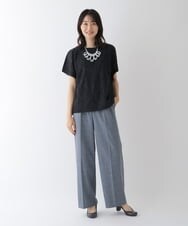 RLKGT21260 HIROKO BIS GRANDE(ヒロコ ビス グランデ) 【洗濯機で洗える】ジャカードメッシュデザインプルオーバー ネイビー