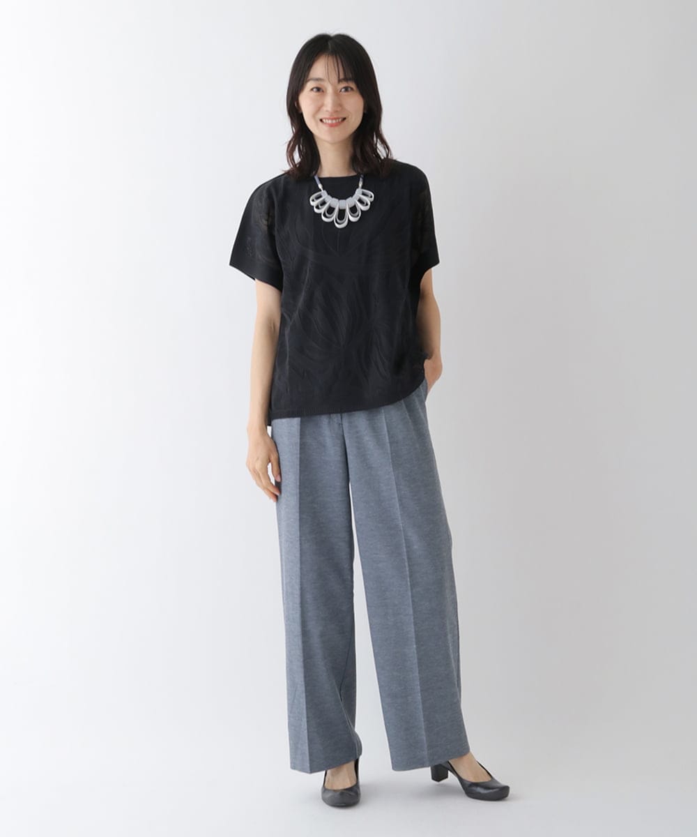 RLKGT21260 HIROKO BIS GRANDE(ヒロコ ビス グランデ) 【洗濯機で洗える】ジャカードメッシュデザインプルオーバー ネイビー