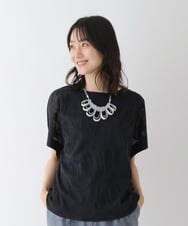 RLKGT21260 HIROKO BIS GRANDE(ヒロコ ビス グランデ) 【洗濯機で洗える】ジャカードメッシュデザインプルオーバー ネイビー
