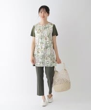 RLKGT25260 HIROKO BIS GRANDE(ヒロコ ビス グランデ) 【洗える】カットソージョイントアートプリントチュニック ブルー
