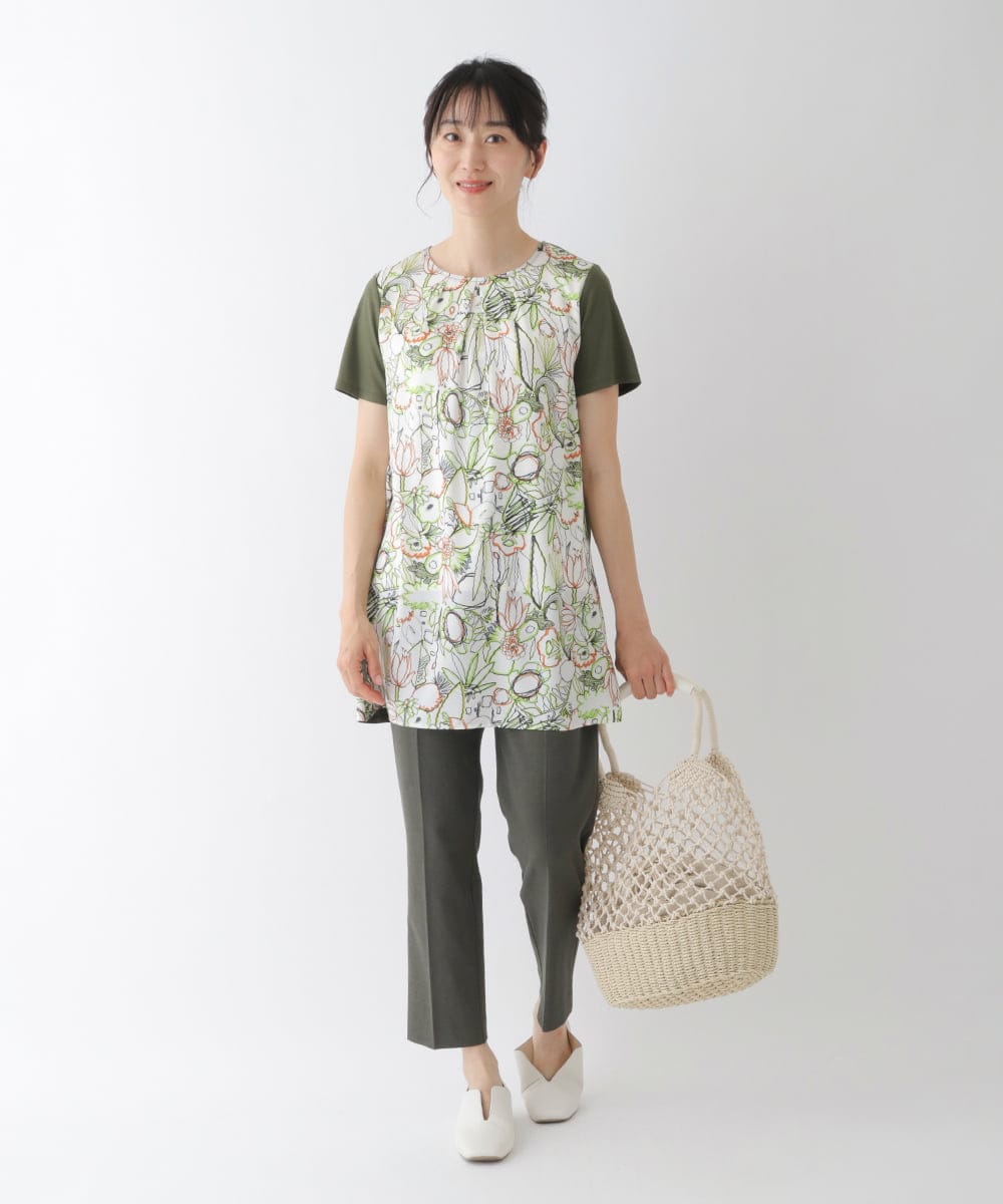 RLKGT25260 HIROKO BIS GRANDE(ヒロコ ビス グランデ) 【洗える】カットソージョイントアートプリントチュニック ブルー