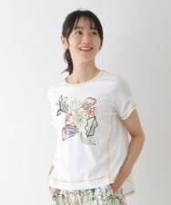 RLKGT26260 HIROKO BIS GRANDE(ヒロコ ビス グランデ) 【洗える】フラワーステッチデザインカットソー ライトグレー