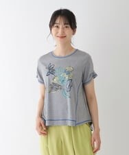 RLKGT26260 HIROKO BIS GRANDE(ヒロコ ビス グランデ) 【洗える】フラワーステッチデザインカットソー ライトグレー