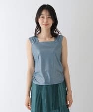 RLKGT29190 HIROKO BIS GRANDE(ヒロコ ビス グランデ) 【洗える】メタリックプリントノースリーブトップ グリーン