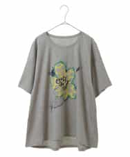 RLKGU50210 HIROKO BIS GRANDE(ヒロコ ビス グランデ) 【洗える】バレリーナキャット刺繍デザインカットソー ライトグレー