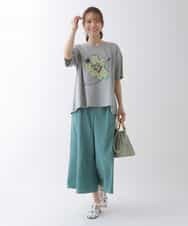 RLKGU50210 HIROKO BIS GRANDE(ヒロコ ビス グランデ) 【洗える】バレリーナキャット刺繍デザインカットソー ライトグレー