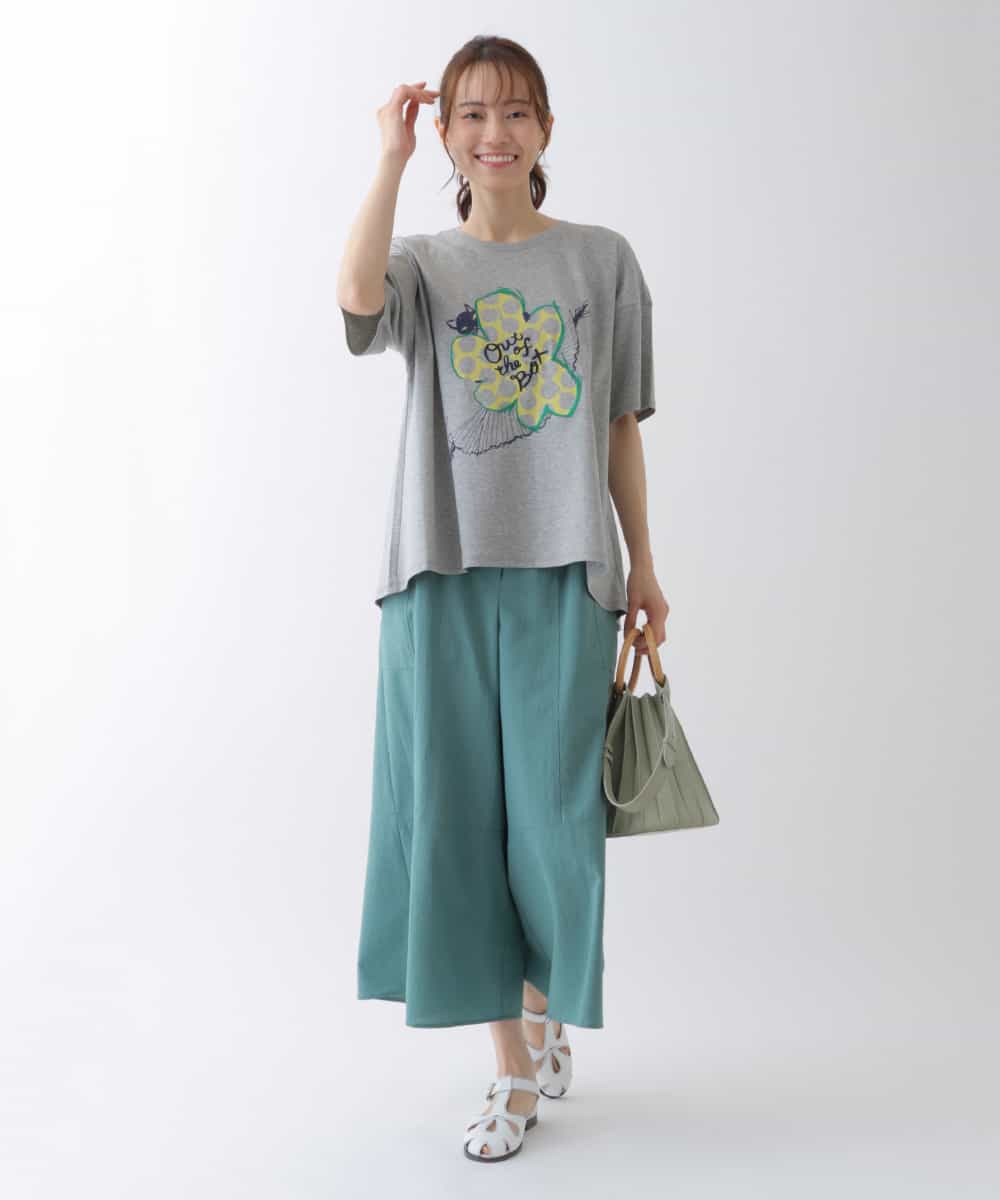 RLKGU50210 HIROKO BIS GRANDE(ヒロコ ビス グランデ) 【洗える】バレリーナキャット刺繍デザインカットソー ライトグレー