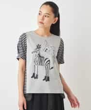 RLKGX01230 HIROKO BIS GRANDE(ヒロコ ビス グランデ) 【大きいサイズ】ドレスアッププリントTシャツ /洗える ライトグレー