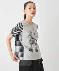 RLKGX01230 HIROKO BIS GRANDE(ヒロコ ビス グランデ) 【大きいサイズ】ドレスアッププリントTシャツ /洗える ライトグレー
