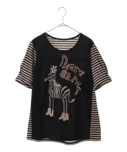 RLKGX01230  【大きいサイズ】ドレスアッププリントTシャツ /洗える