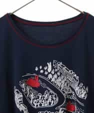 RLKGX02210 HIROKO BIS GRANDE(ヒロコ ビス グランデ) 【大きいサイズ】ステッチアクセントTシャツ /洗える ネイビー