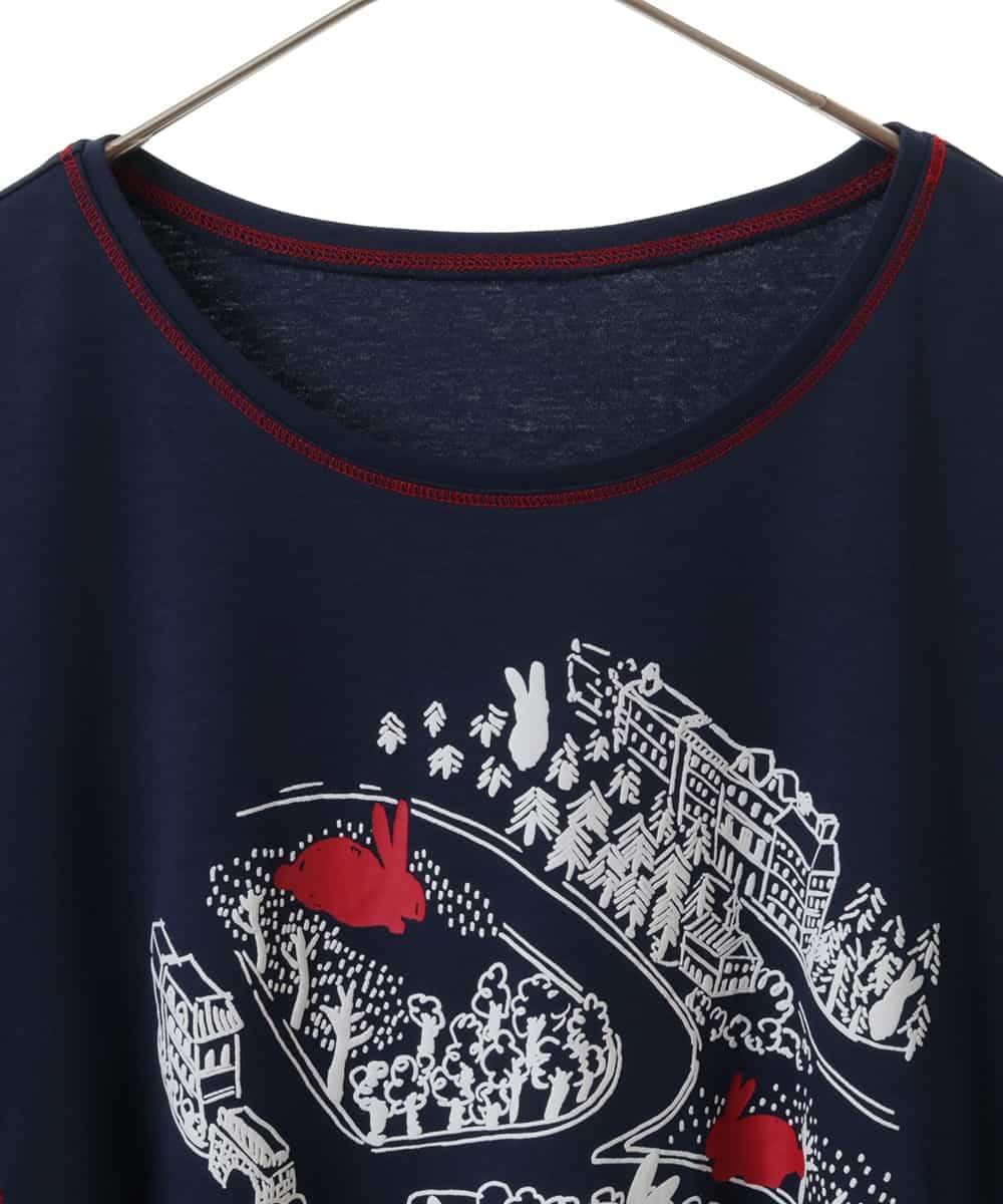 RLKGX02210 HIROKO BIS GRANDE(ヒロコ ビス グランデ) 【大きいサイズ】ステッチアクセントTシャツ /洗える ネイビー