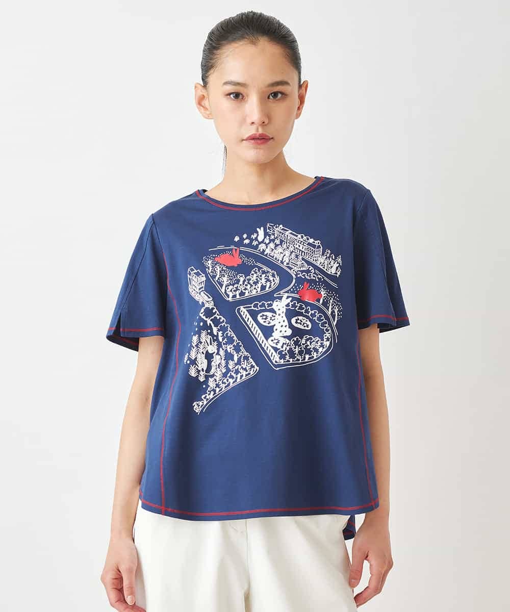 RLKGX02210 HIROKO BIS GRANDE(ヒロコ ビス グランデ) 【大きいサイズ】ステッチアクセントTシャツ /洗える ネイビー