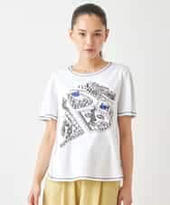 RLKGX02210 HIROKO BIS GRANDE(ヒロコ ビス グランデ) 【大きいサイズ】ステッチアクセントTシャツ /洗える ホワイト