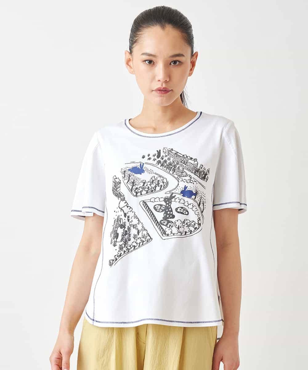 RLKGX02210 HIROKO BIS GRANDE(ヒロコ ビス グランデ) 【大きいサイズ】ステッチアクセントTシャツ /洗える ホワイト