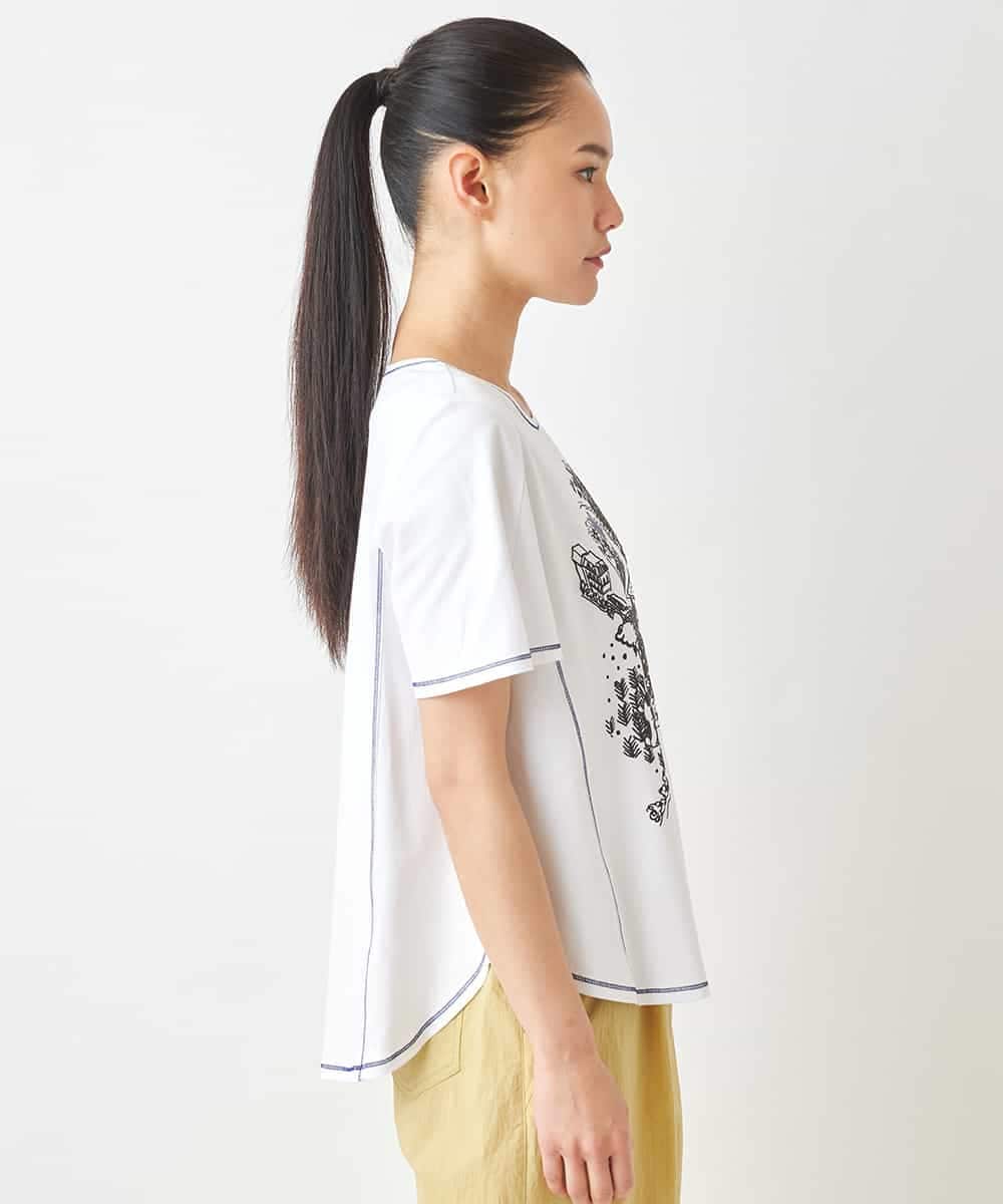 RLKGX02210 HIROKO BIS GRANDE(ヒロコ ビス グランデ) 【大きいサイズ】ステッチアクセントTシャツ /洗える ホワイト