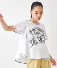 RLKGX02210 HIROKO BIS GRANDE(ヒロコ ビス グランデ) 【大きいサイズ】ステッチアクセントTシャツ /洗える ホワイト